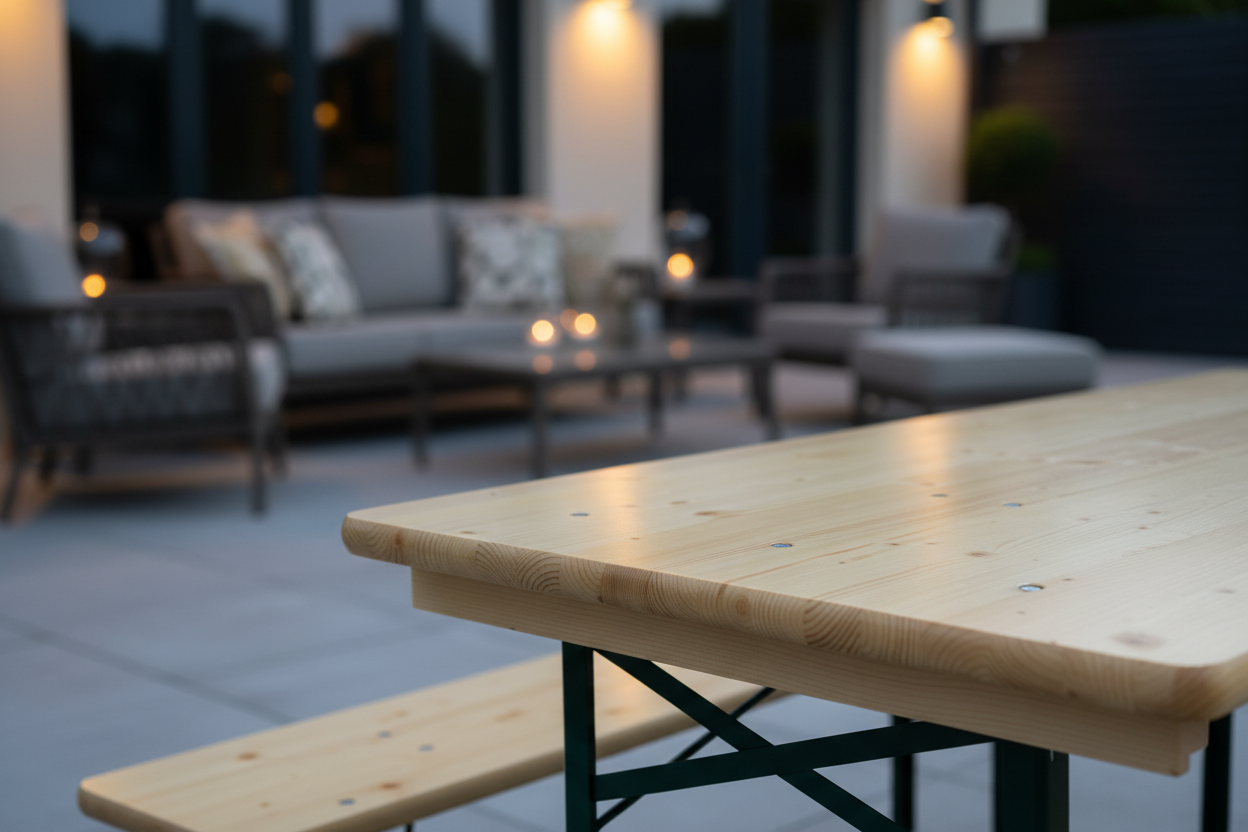 Close-up biertafelset luxe terras