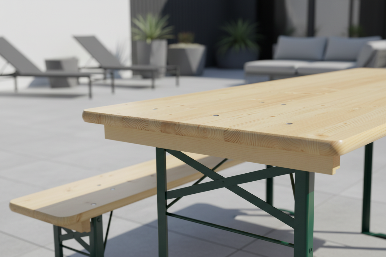 Close-up biertafelset modern terras