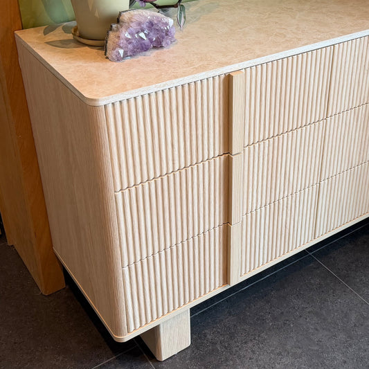 CURVE 6-Drawer Dresser – Ribbed Design – 119 cm