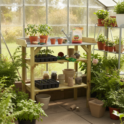 Compacte werkbank in kas