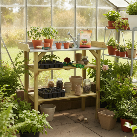 Compacte werkbank in kas