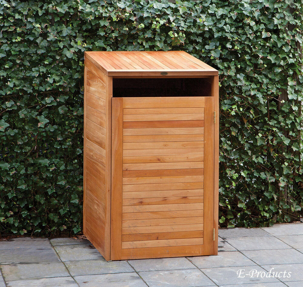 container aufbewahrung Hartholz-Container-Aufbewahrung einzeln (75 x 75 x 135 cm) – Schützen Sie Ihre Container vor Witterungseinflüssen