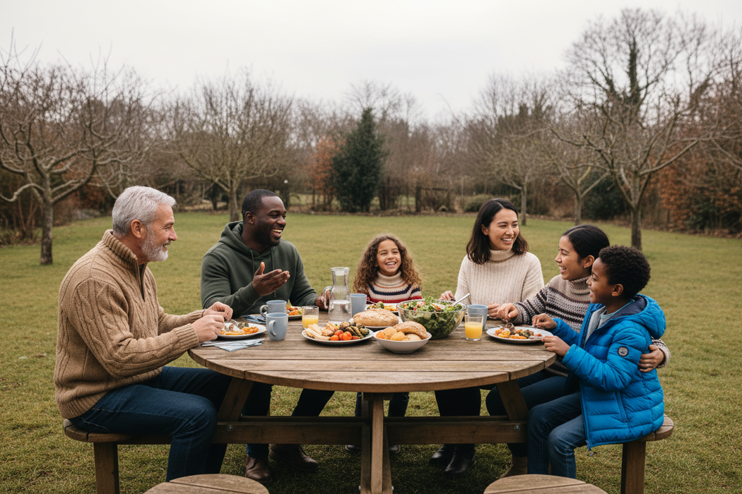 Diverse familie lunch in achtertuin 18 dec 12:14