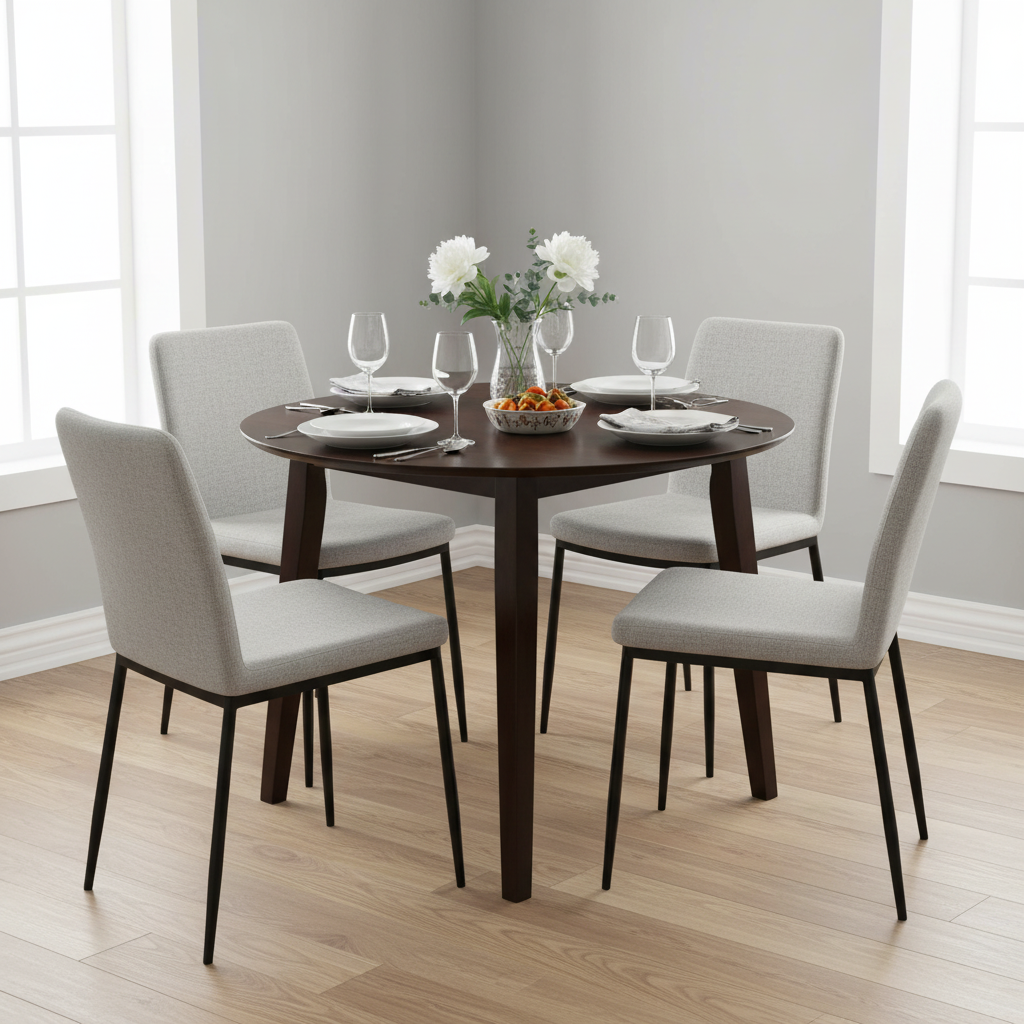 Donkerbruine ronde eettafel 90cm - rijk gestyleerd