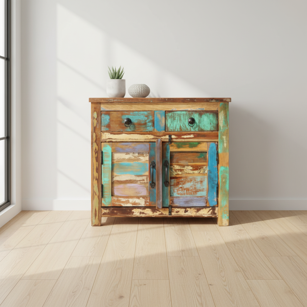 Dressoir in Scandinavische slaapkamer