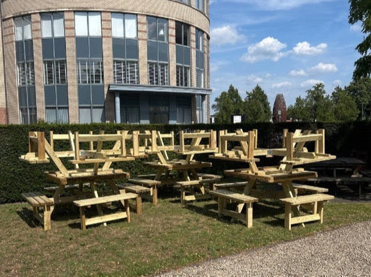 6er-Pack Picknicktisch quadratisch 200 cm x 200 cm KING ® / 4 cm Stärke