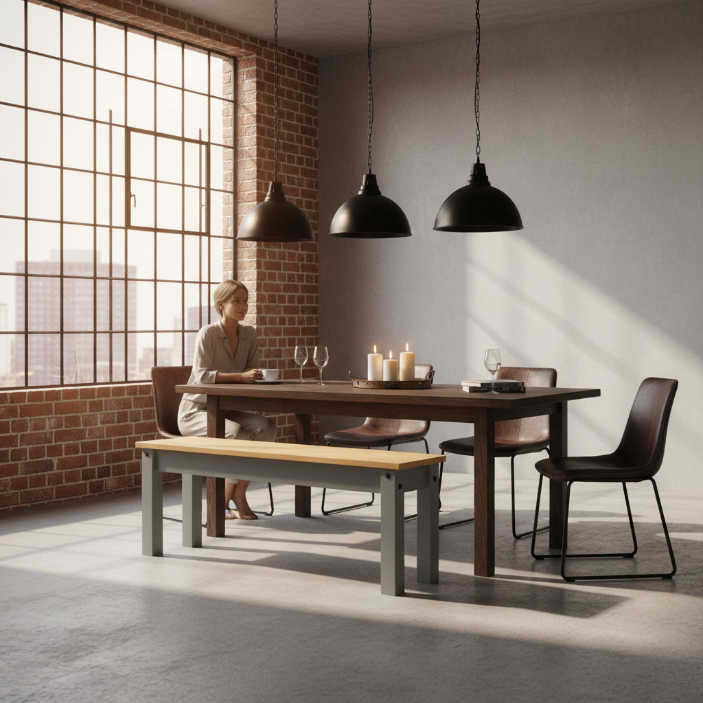 Eetkamerbank in industriële loft