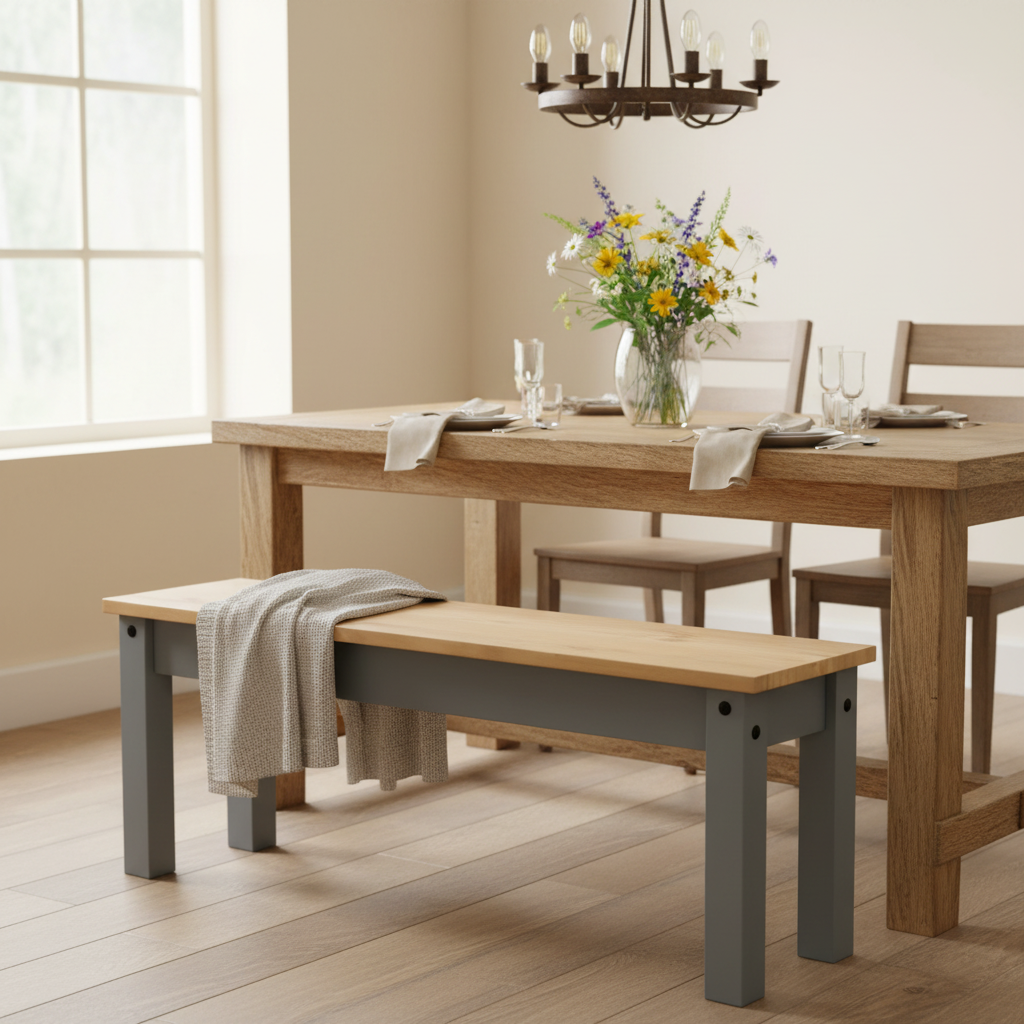 Eetkamerbank in landelijke eetkamer