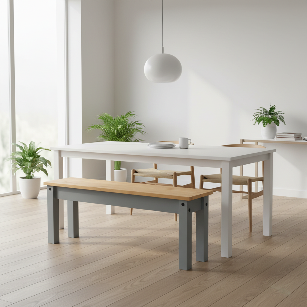 Eetkamerbank in minimalistische eetkamer