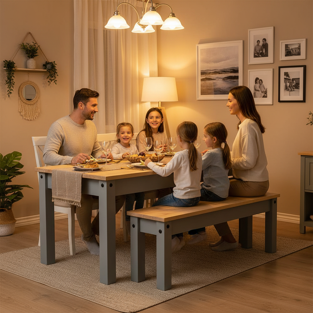 Eetkamerbank met gezin