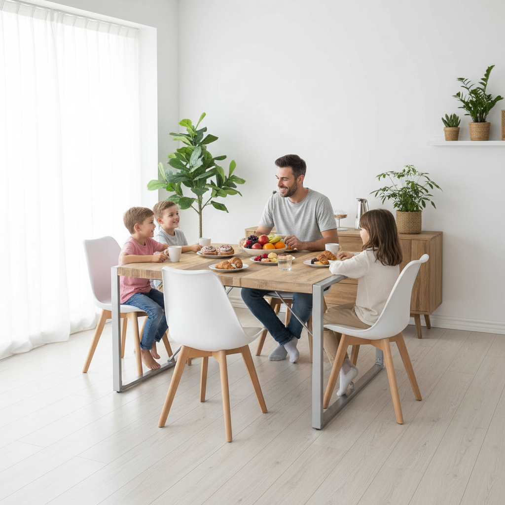 Eettafel in Scandinavische eetkamer
