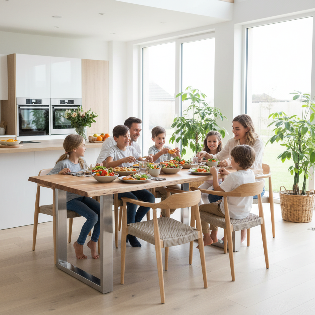 Eettafel met boomrand 200cm - familie van 6