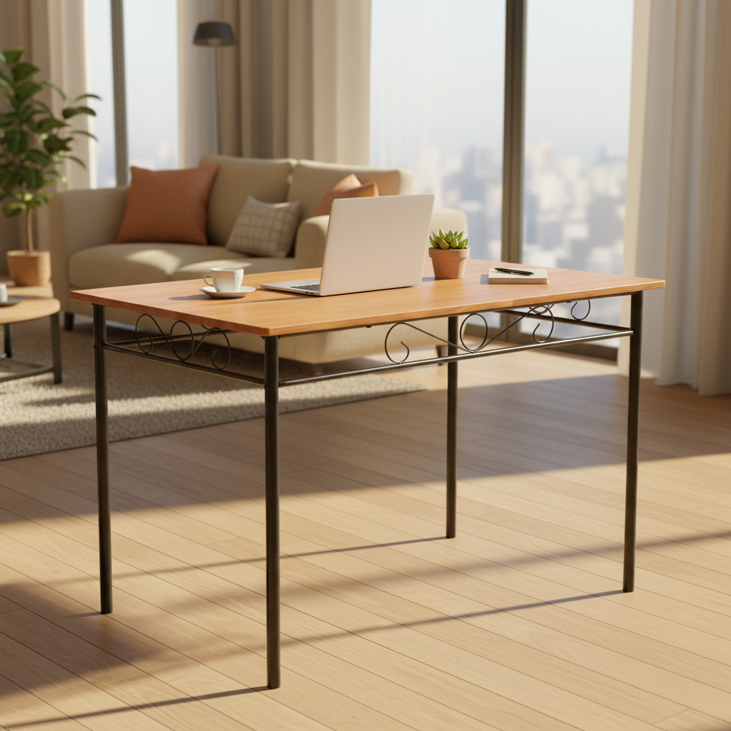 Eettafel met decoratief frame als werkplek