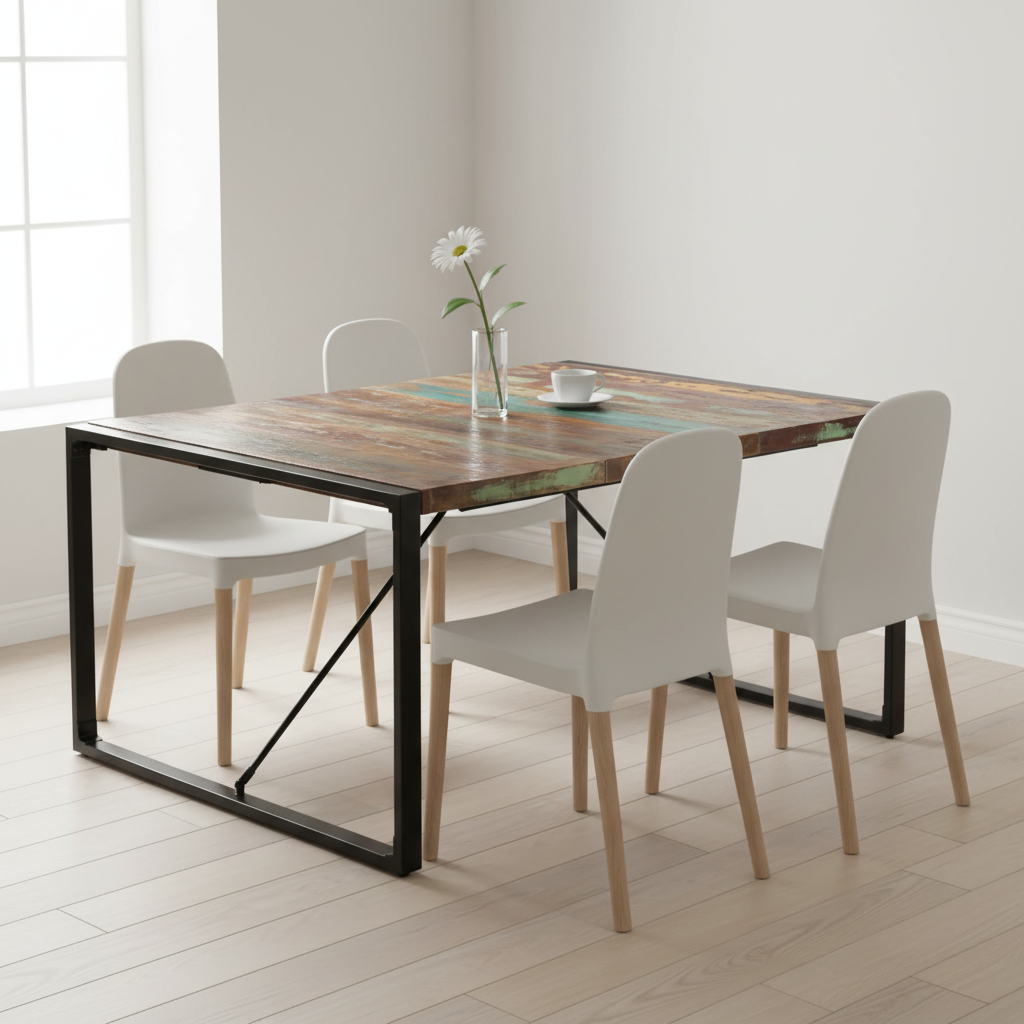 Eettafel met gerecycled hout - minimaal gestyleerd