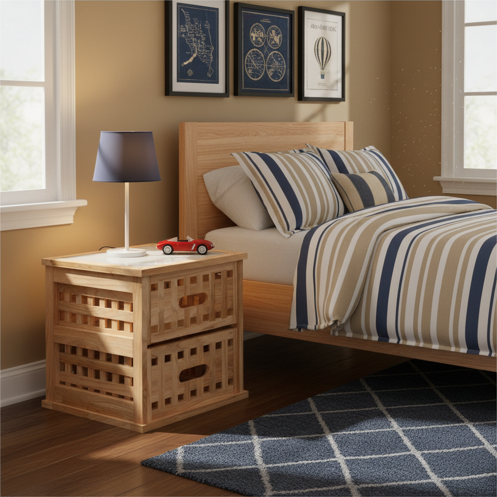 Enkel nachtkastje in jongenskamer