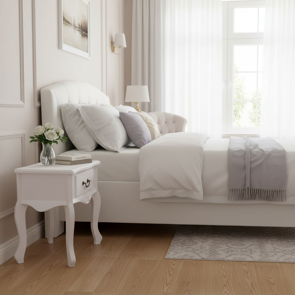 Enkel wit nachtkastje zonder plank