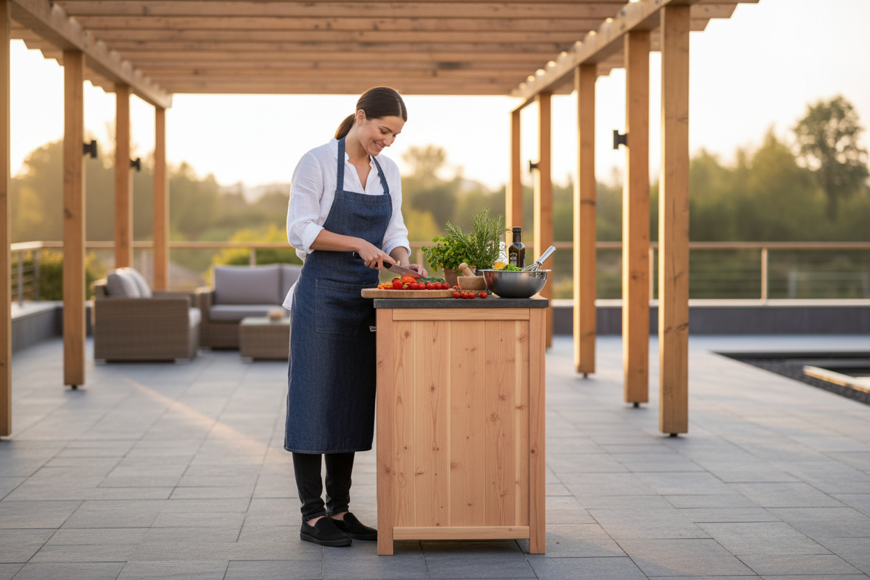 Enkele buitenkeuken elegante pergola