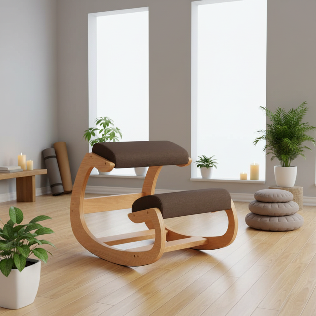 Ergonomische kniestoel leeg in meditatie ruimte