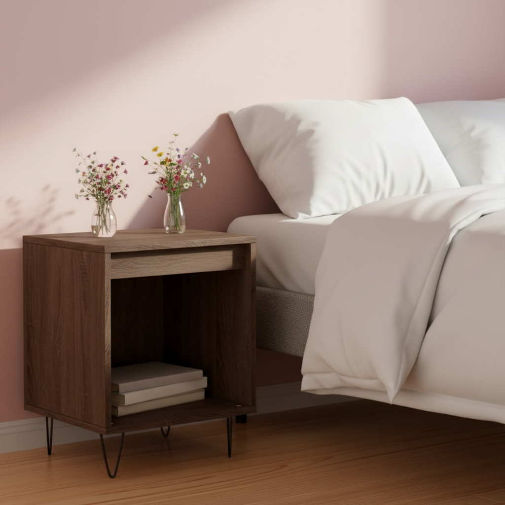 Gerookte eiken nachtkastjes in meisjeskamer