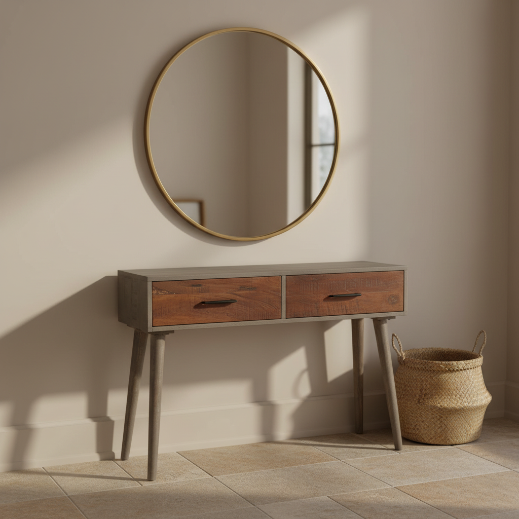 Grey wood modern entryway