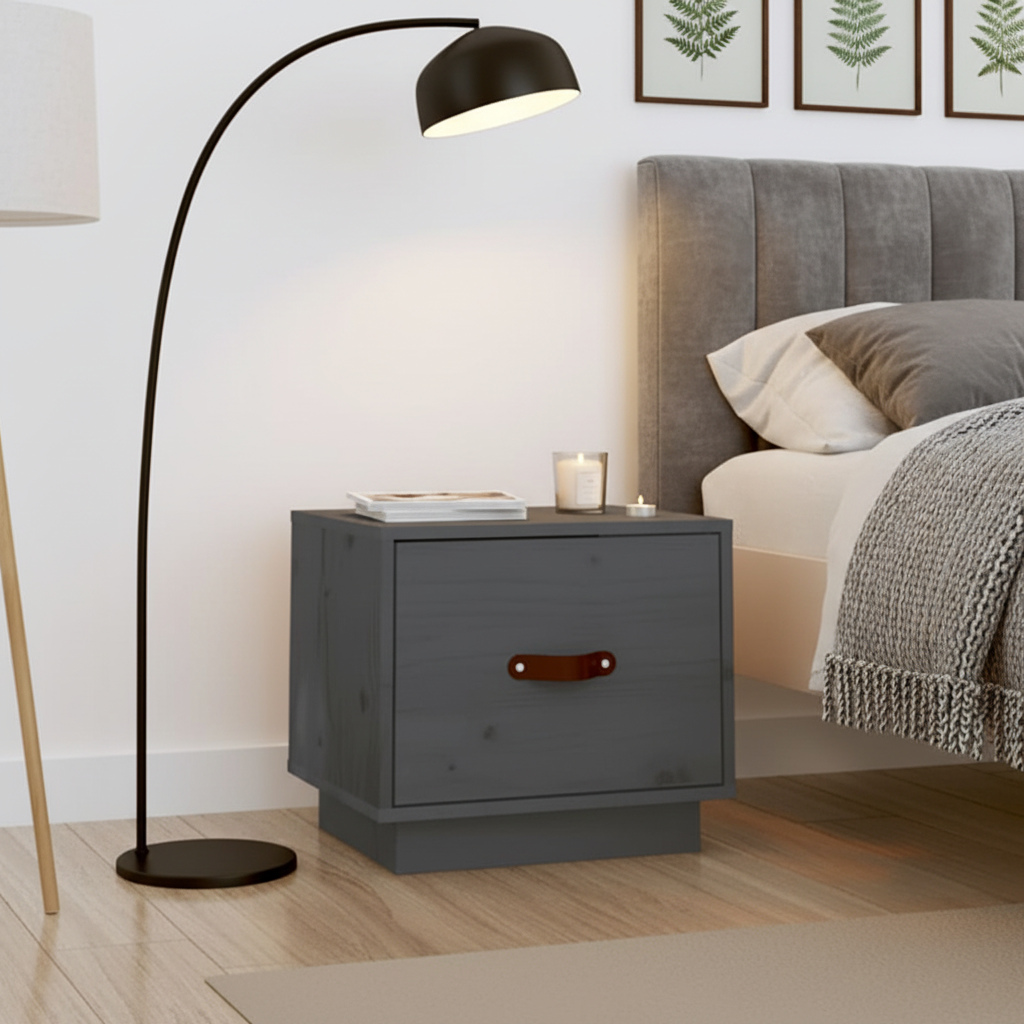 Grijs nachtkastje - Avondsfeer met kaars
