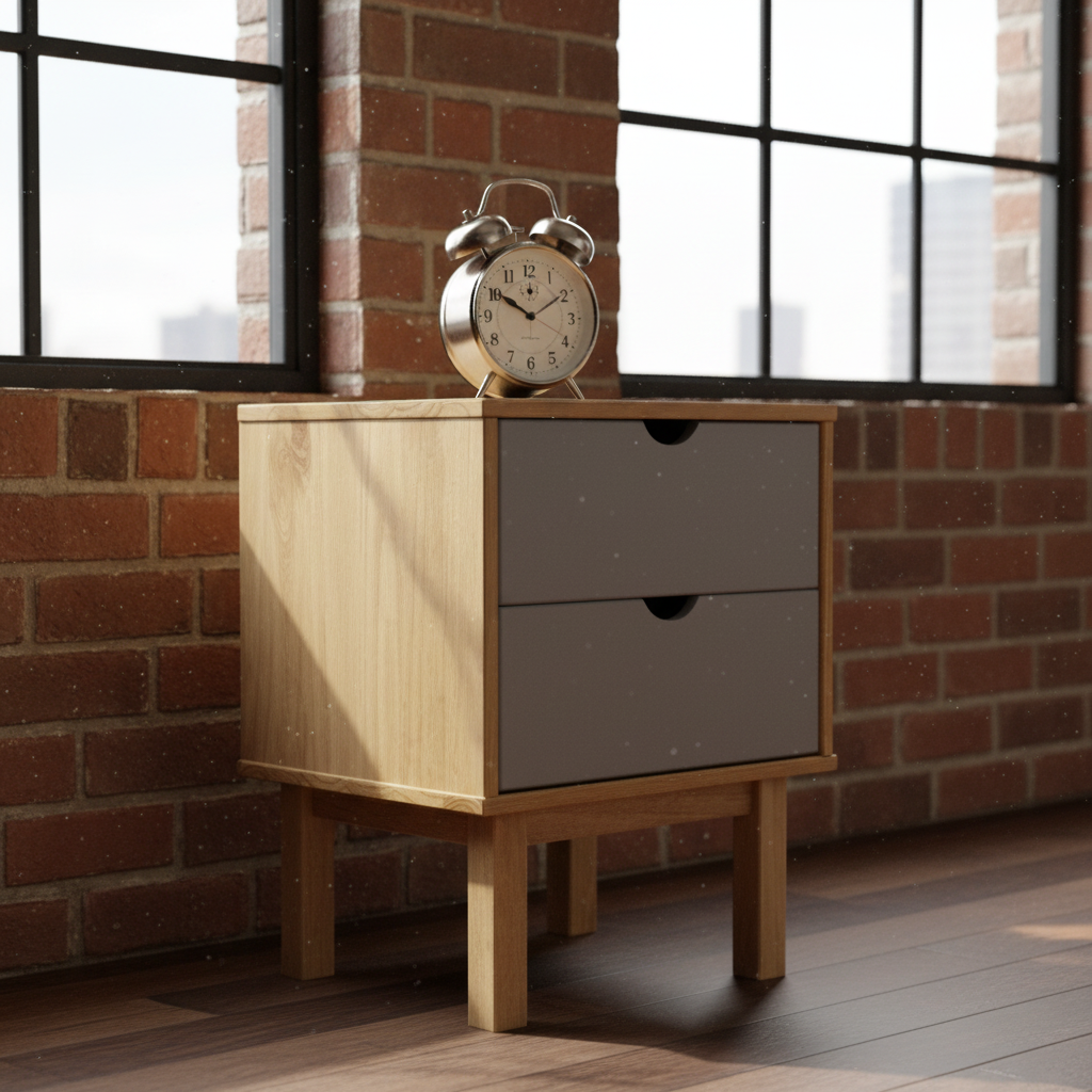 Grijs nachtkastje loft