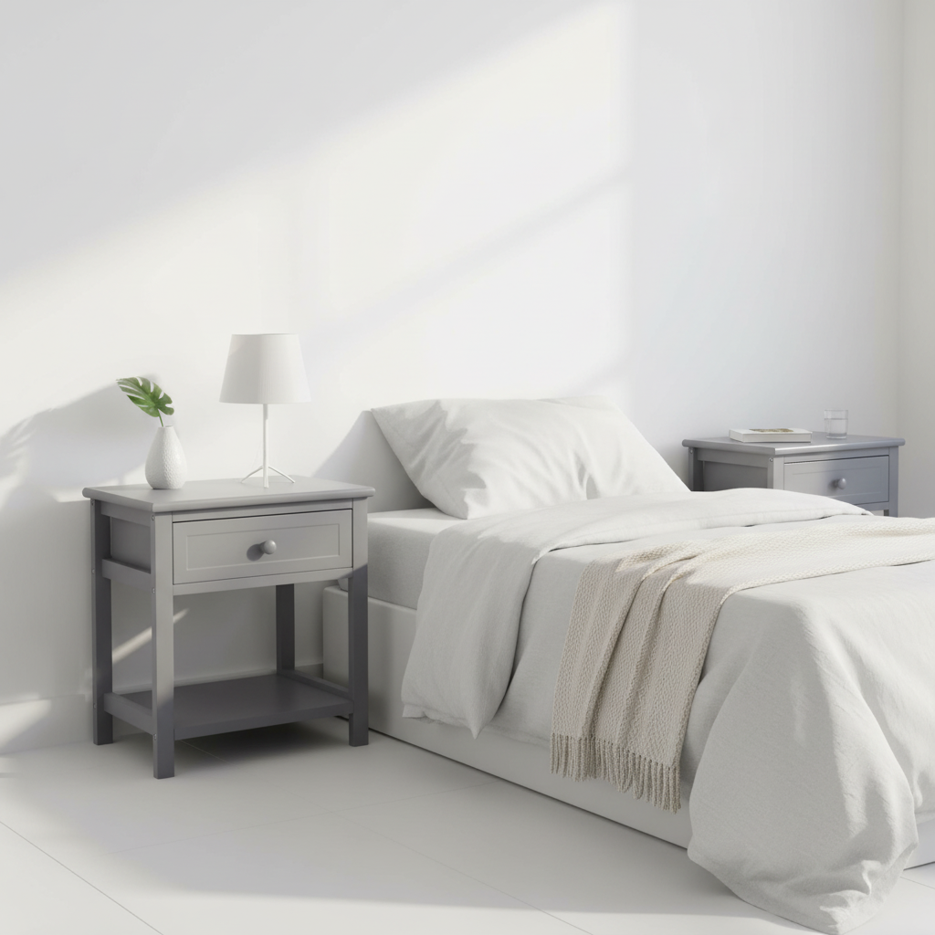 Grijs nachtkastje Scandinavisch