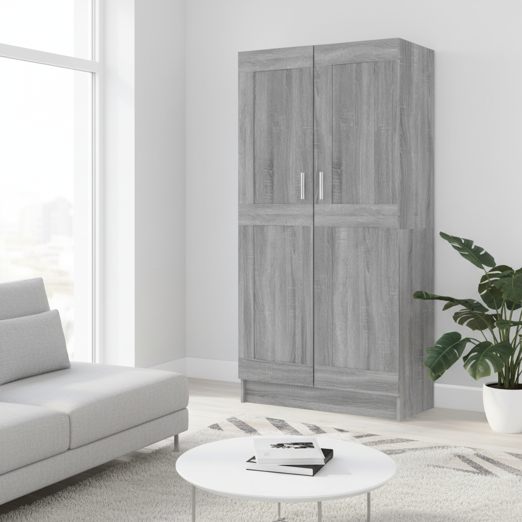 Grijs Sonoma boekenkast 150cm in Scandinavische woonkamer