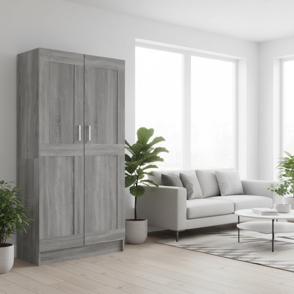 Grijs Sonoma boekenkast 185.5cm in Scandinavische woonkamer