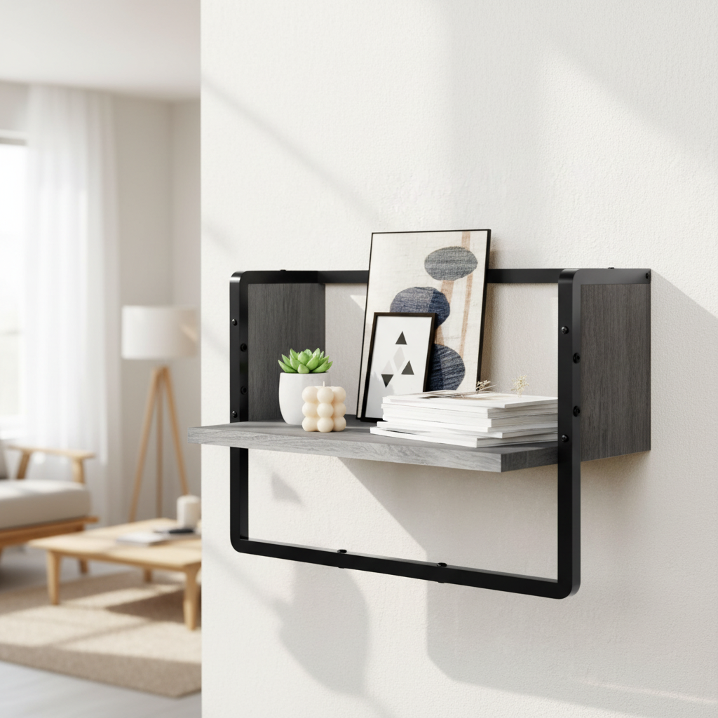 Grijs sonoma wandschap - Met plant en decoratie