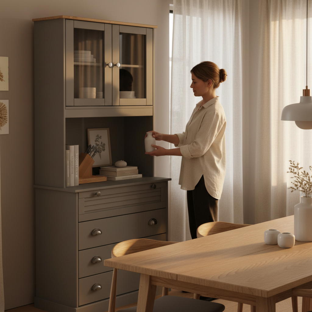 Grijze Kast – Scandinavische eetkamer