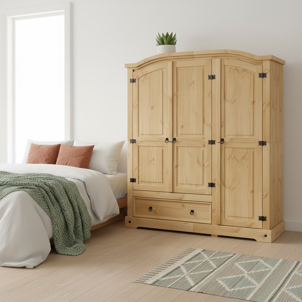 Grote kledingkast in Scandinavische setting