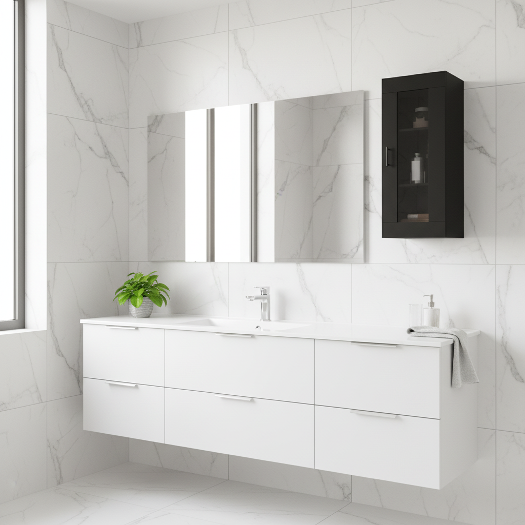 Hangkast in minimalistische badkamer