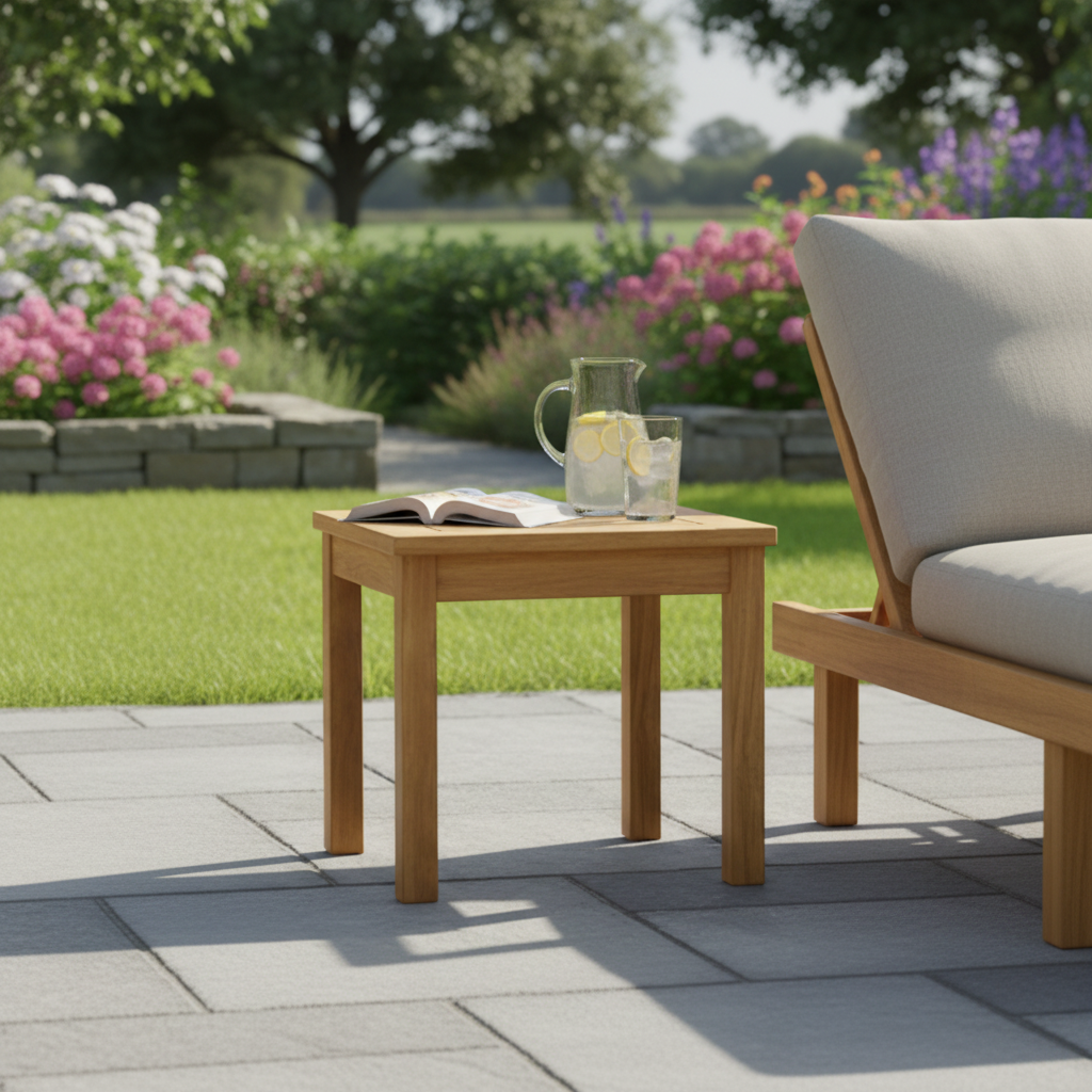 Hardhouten tuintafel in landelijke tuin