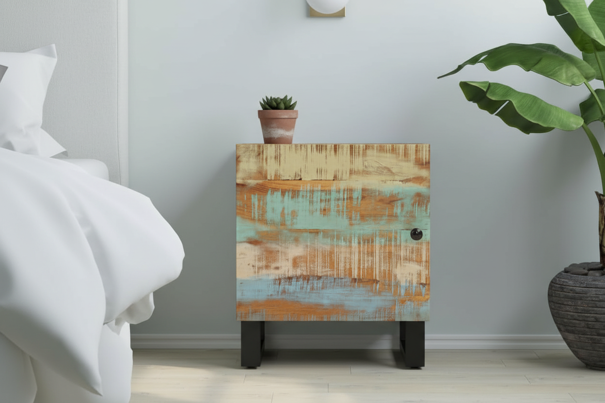 Hero shot gerecycled hout nachtkastje