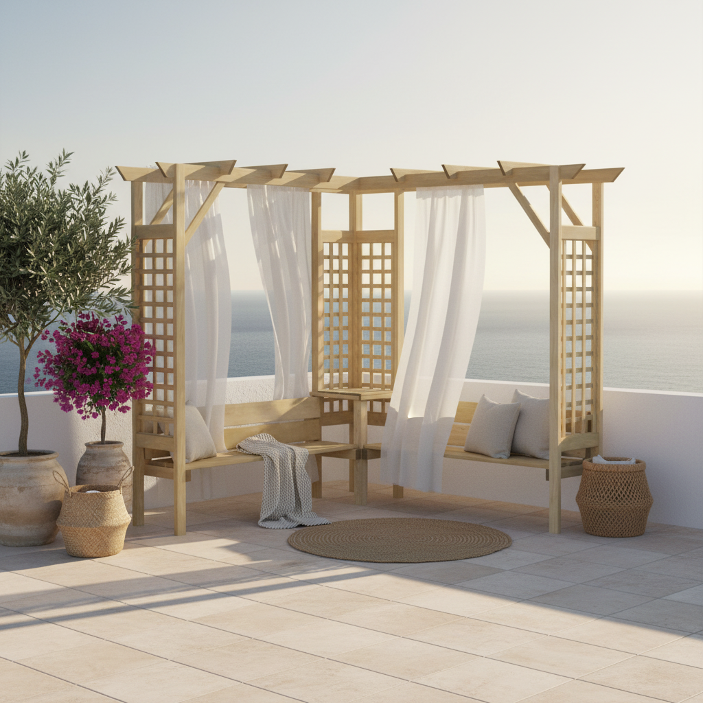 Hoekpergola in Ibiza lifestyle
