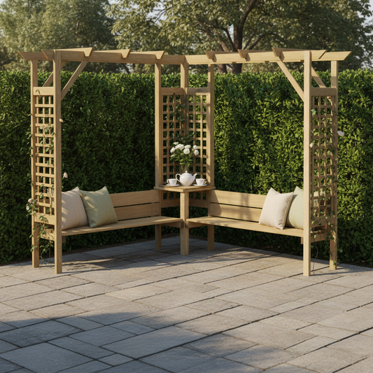 Hoekpergola op terras