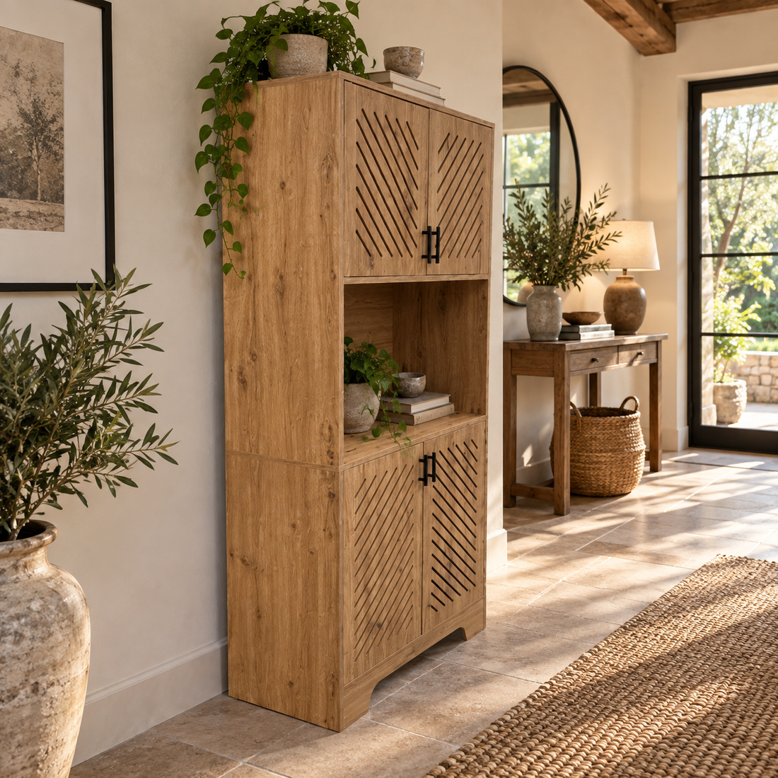 Mason – Rustic Kitchen Cabinet with Charging Station 180cm