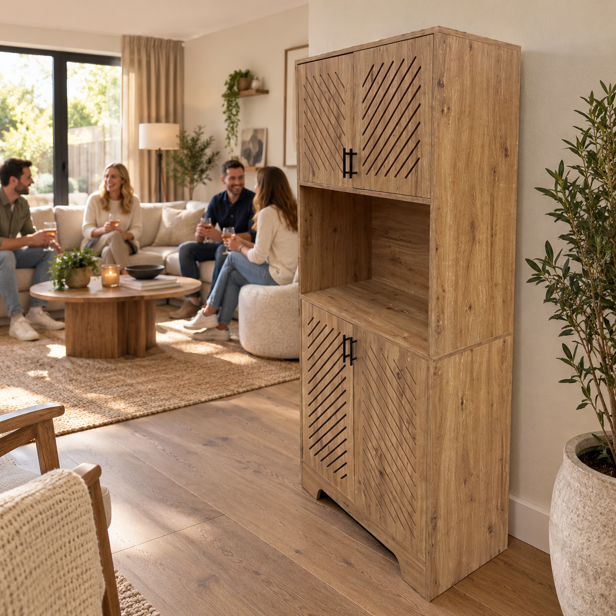 Mason – Rustic Kitchen Cabinet with Charging Station 180cm