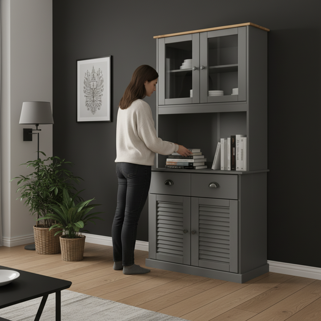 Hoge Kast Grijs – Warme woonkamer