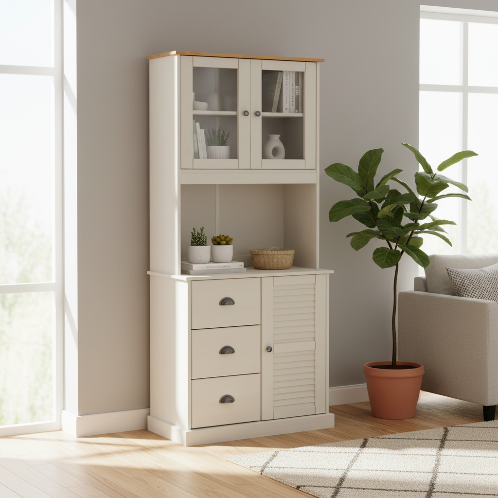 Hoge kast in Scandinavische woonkamer