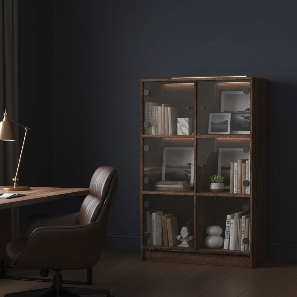 Home Office Dark Tones Styled Cabinet