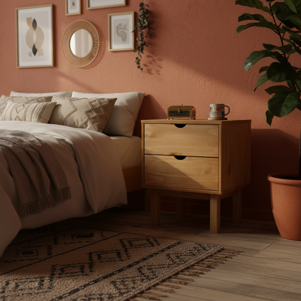 Hout nachtkastje bohemian