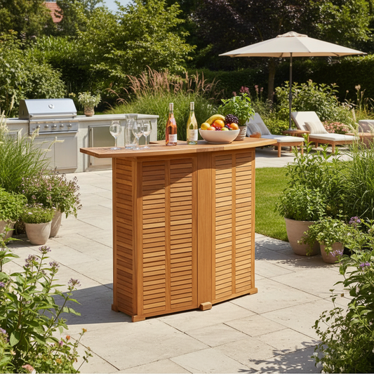 Houten bar in ruime tuin