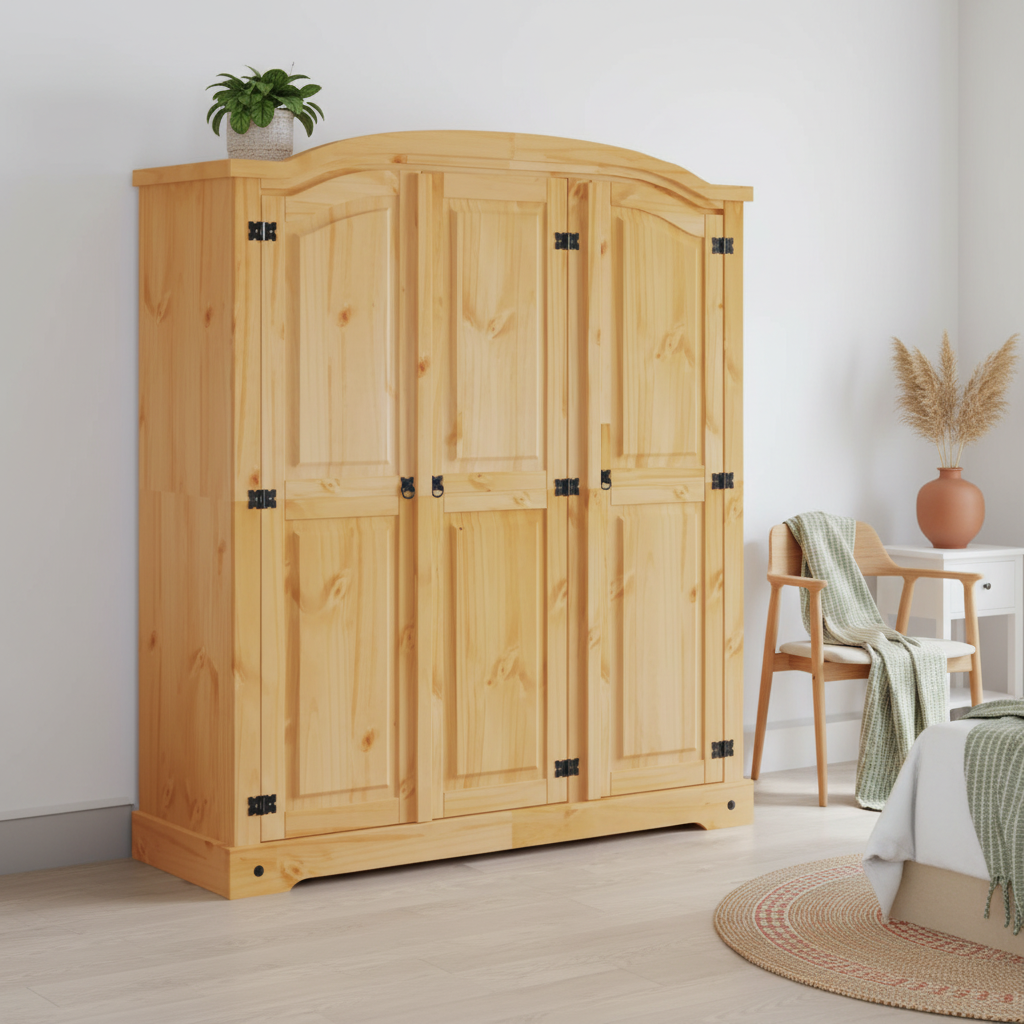 Houten kledingkast in Scandinavische setting