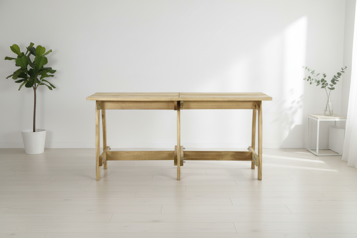 Houten tafel met achtergrond