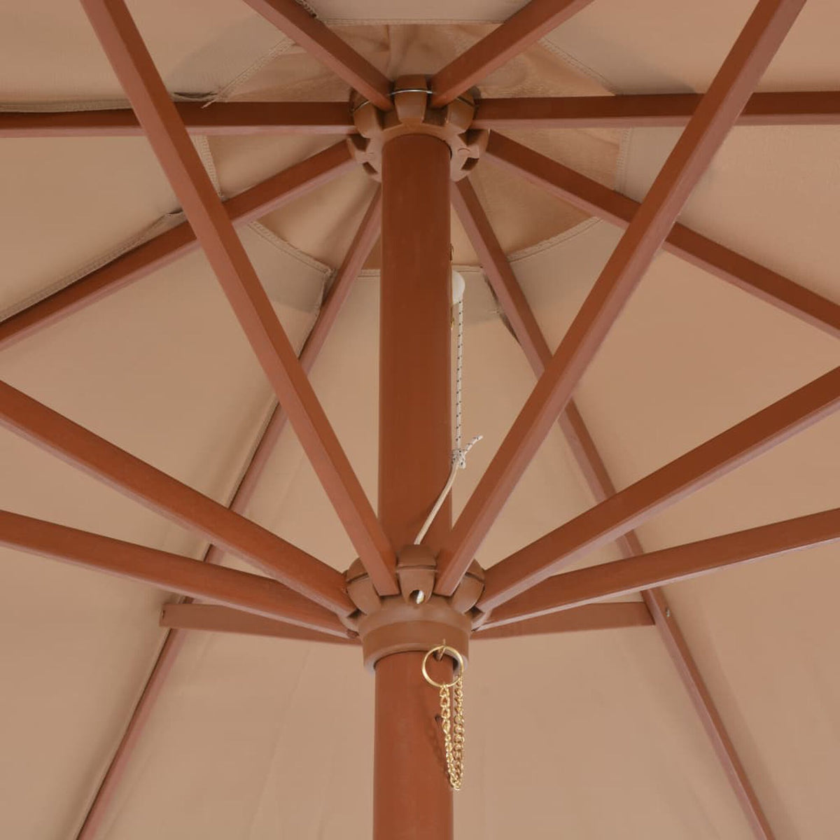 Parasol met houten paal Ø 300 cm in taupe – foto 5