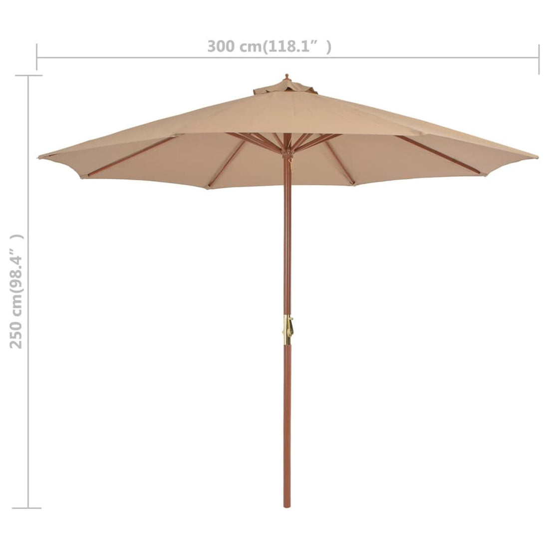 Parasol met houten paal Ø 300 cm in taupe – foto 7