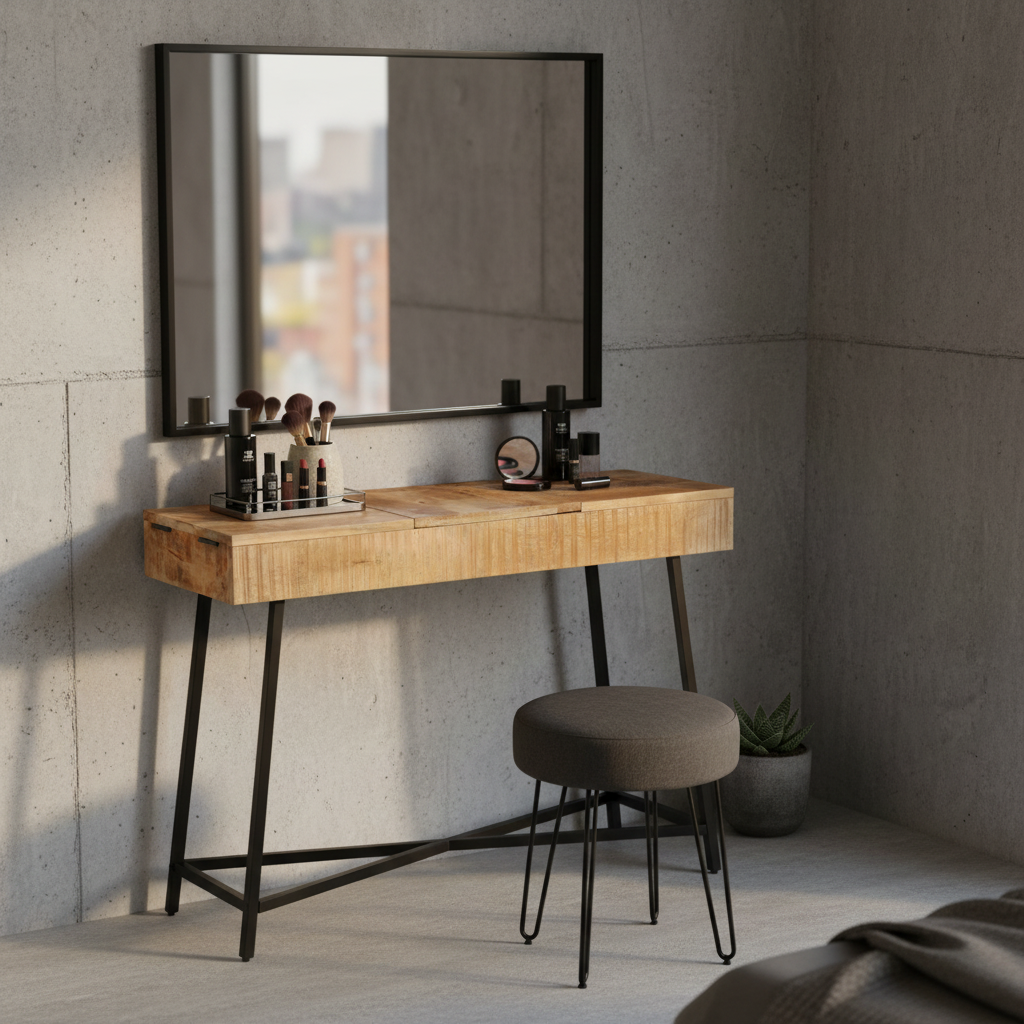 Industriële kaptafel in moderne slaapkamer