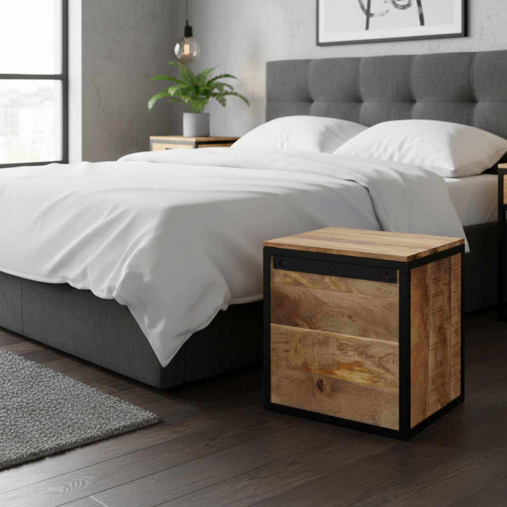 Industrieel nachtkastje achterkant